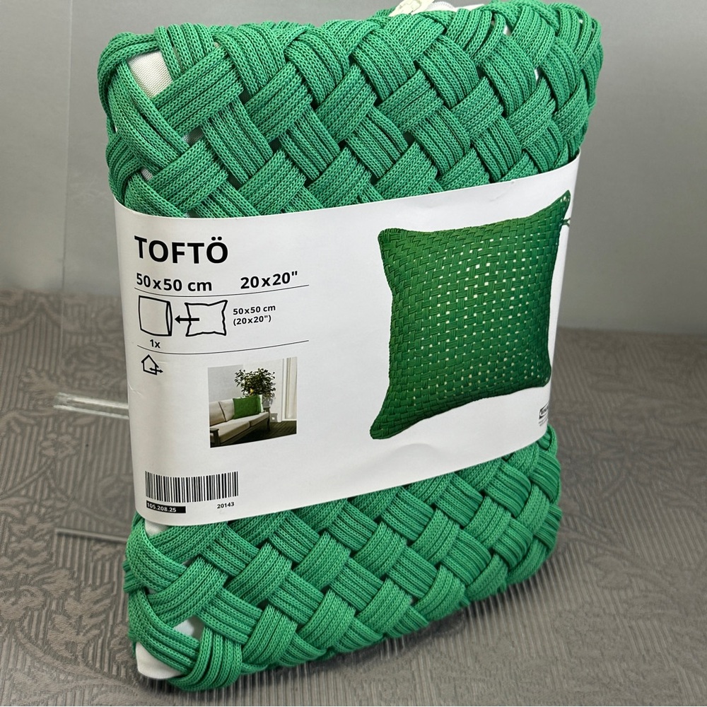 IKEA TOFTO Green Pillow Cushion Cover Indoor/Outdoor  20 x 20" NEW